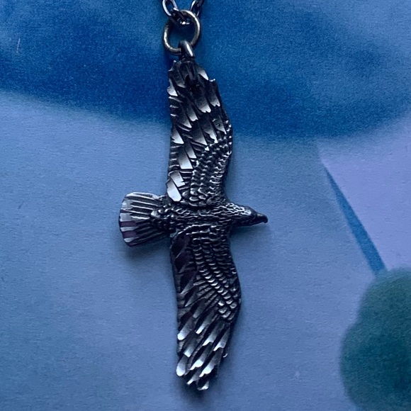 Soaring Silver Eagle Necklace Mens Jewelry - Picture 2 of 6